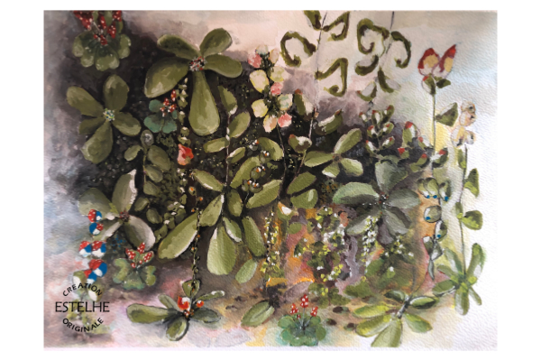 Peinture de mon jardin, fleurs imaginaires, secret